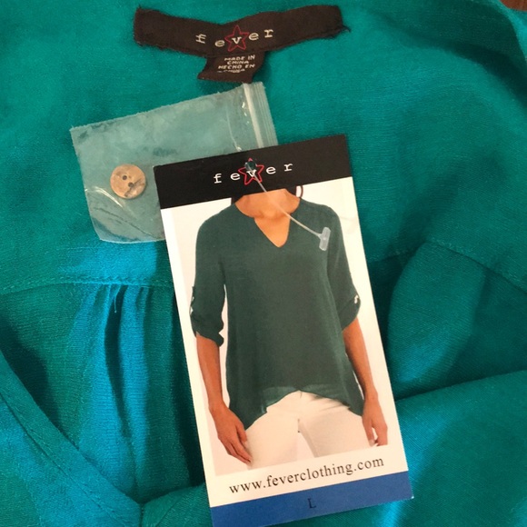 NWT Teal Semi-Sheer Tunic by Fever Size L - Picture 4 of 4